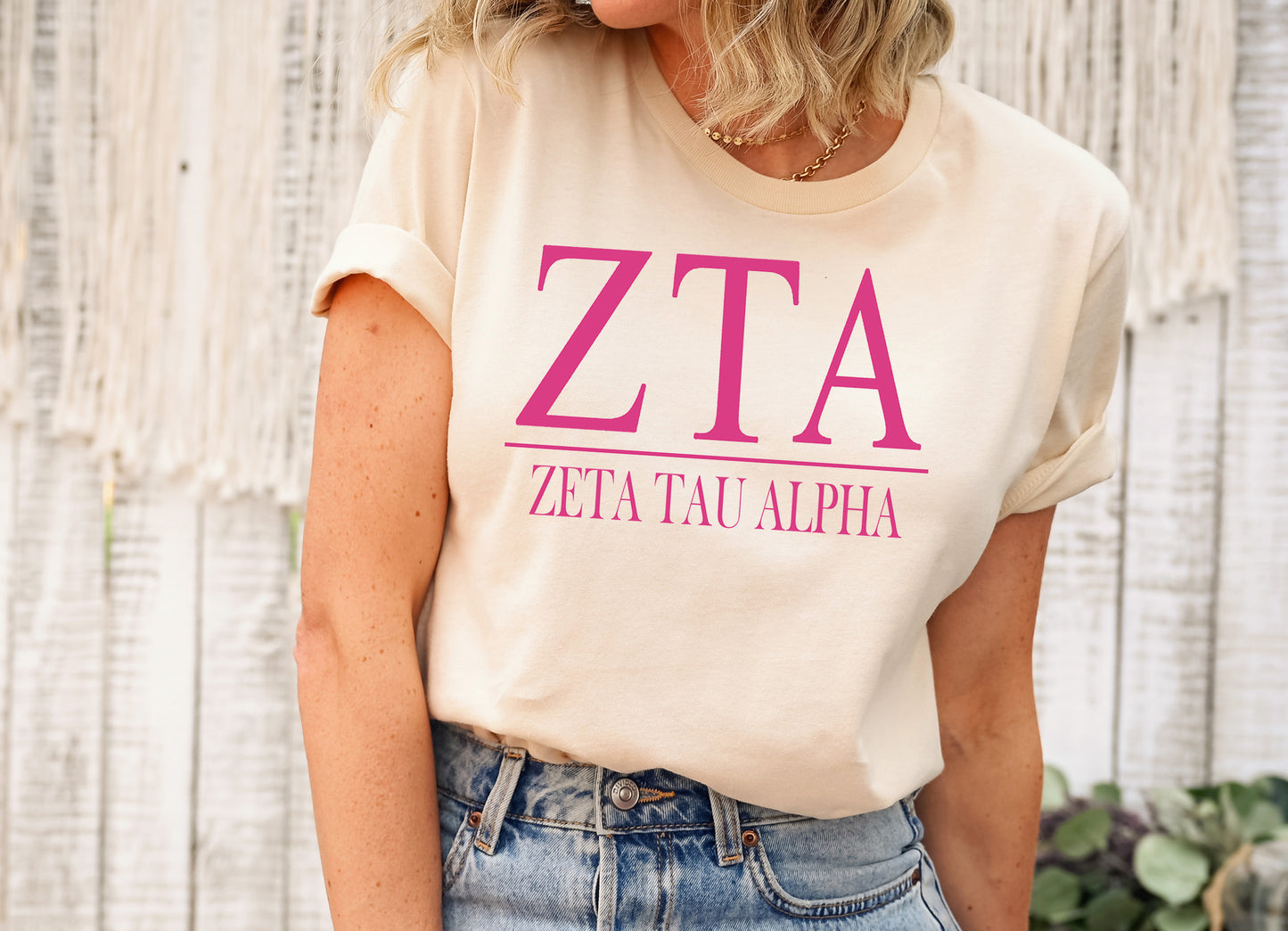 Zeta Tau Alpha Loud Letters Sorority T-shirt _ 491g