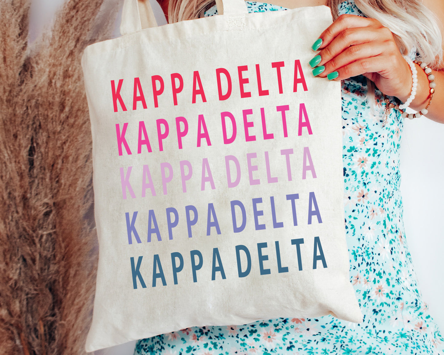 Kappa Delta Bright and Stacked Sorority Tote Bag _ 34401g