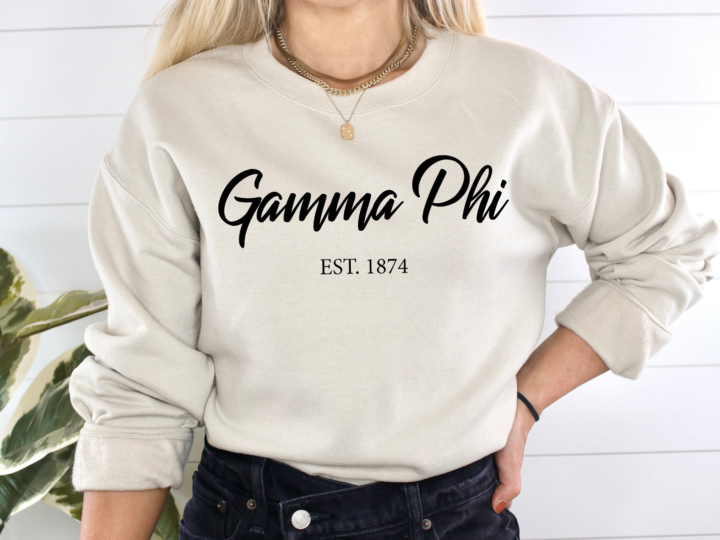 Gamma Phi Beta Black Flowy Sorority Sweatshirt _ 91g