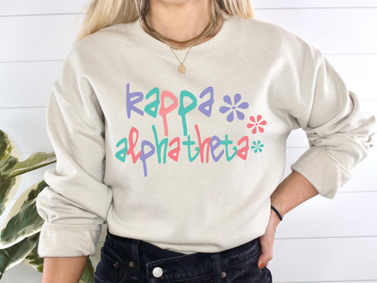 Kappa Alpha Theta Colorful Floral Sorority Sweatshirt _ 2618g