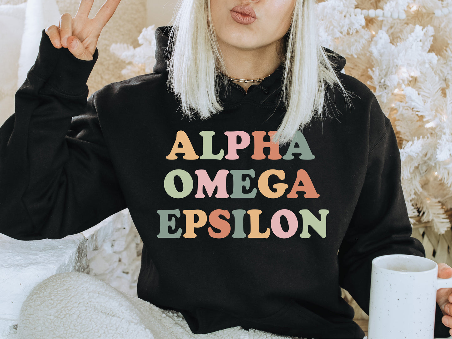 Alpha Omega Epsilon Bright and Colorful Sorority Hoodie _ 3468g