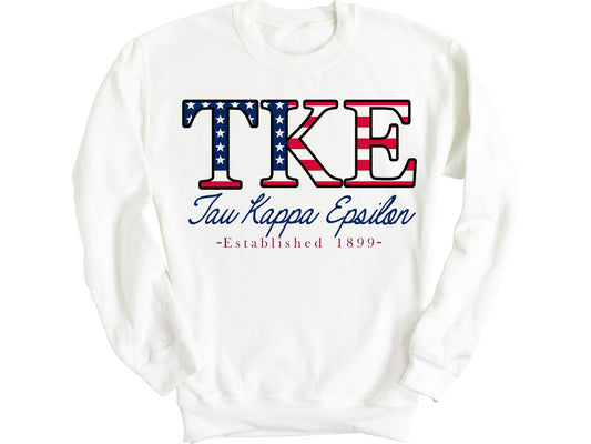 Tau Kappa Epsilon American Flag Letters Fraternity Sweatshirt _ 1180g