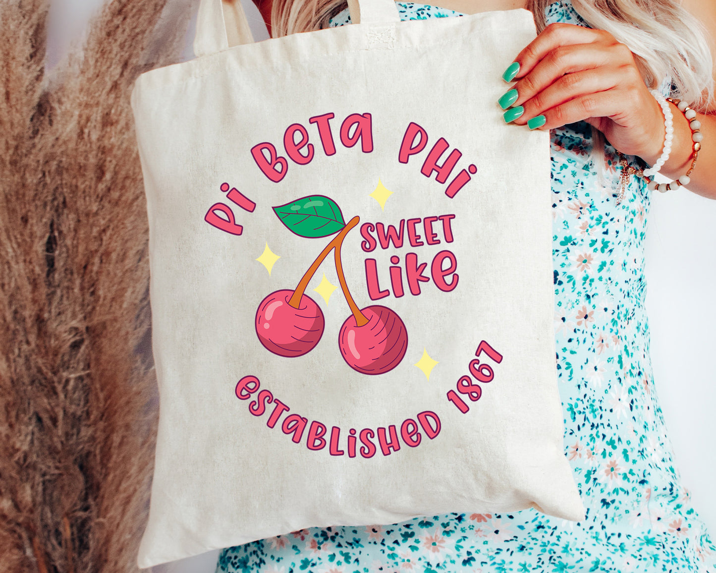 Pi Beta Phi Sweet Like Cherry Sorority Tote Bag _ 34328g