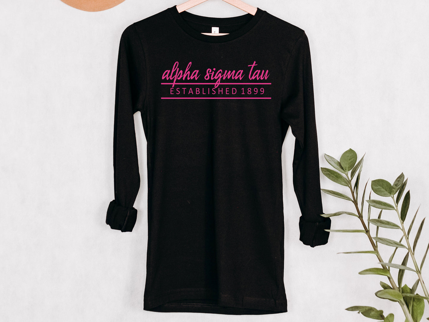 Alpha Sigma Tau All Pink Sorority Long Sleeve T-shirt _ 759g
