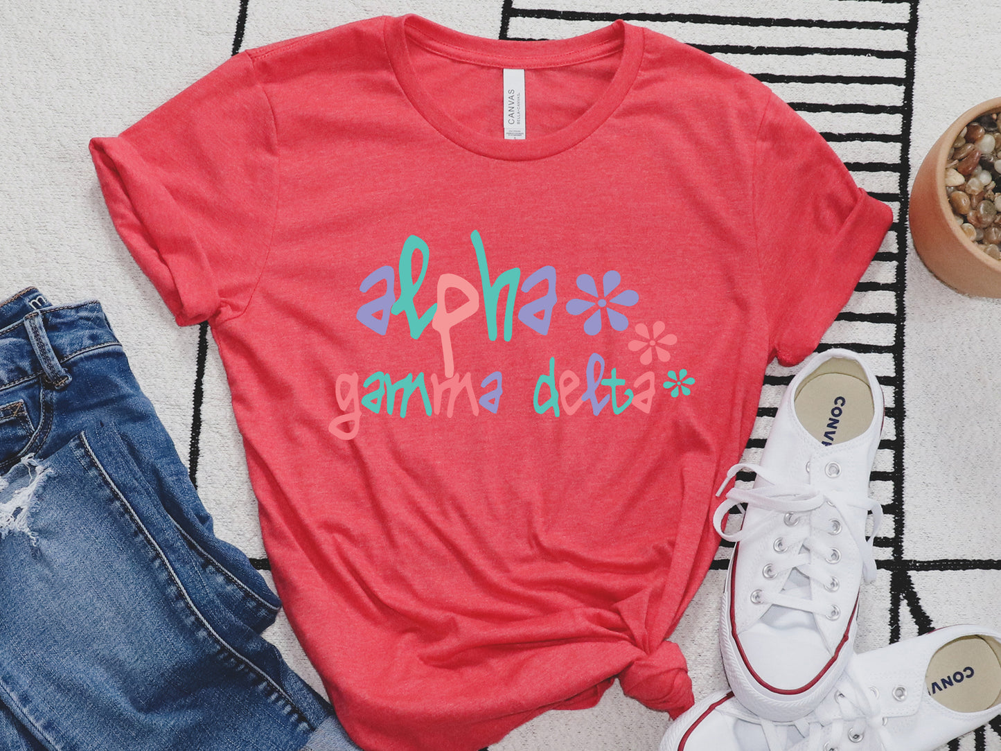 Alpha Gamma Delta Colorful Floral Sorority T-shirt _ 2606g
