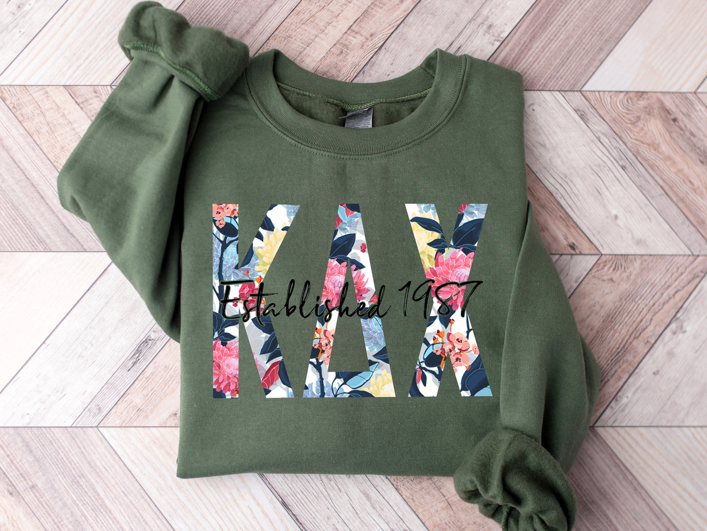 Kappa Delta Chi Floral Block Sorority Sweatshirt _ 3515g