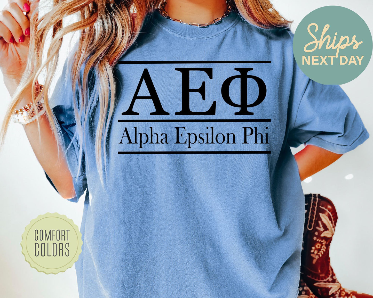 Alpha Epsilon Phi Bold Statement Comfort Colors Sorority T-shirt _ 286g