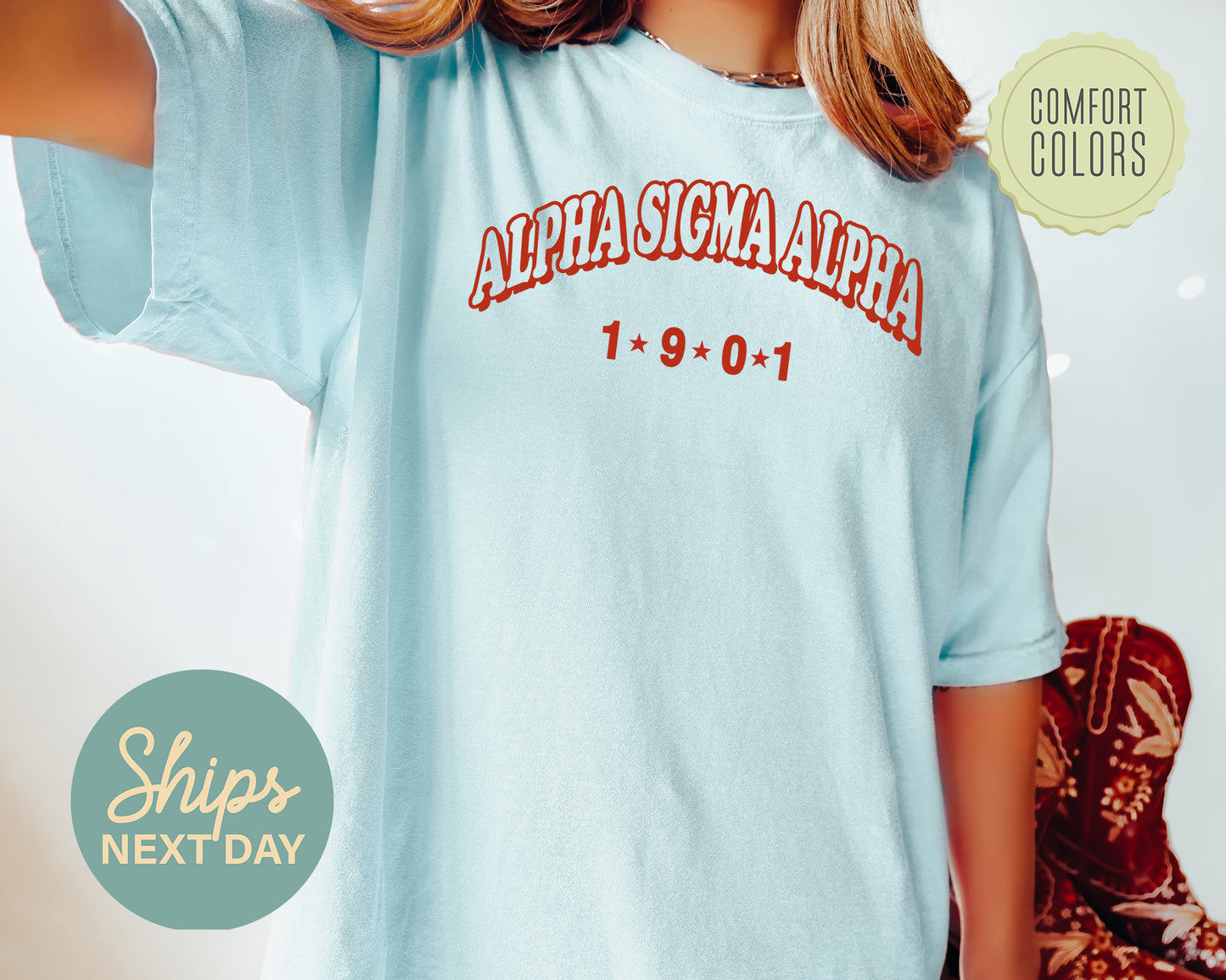 Alpha Sigma Alpha Red Arch Comfort Colors Sorority T-shirt _ 368g