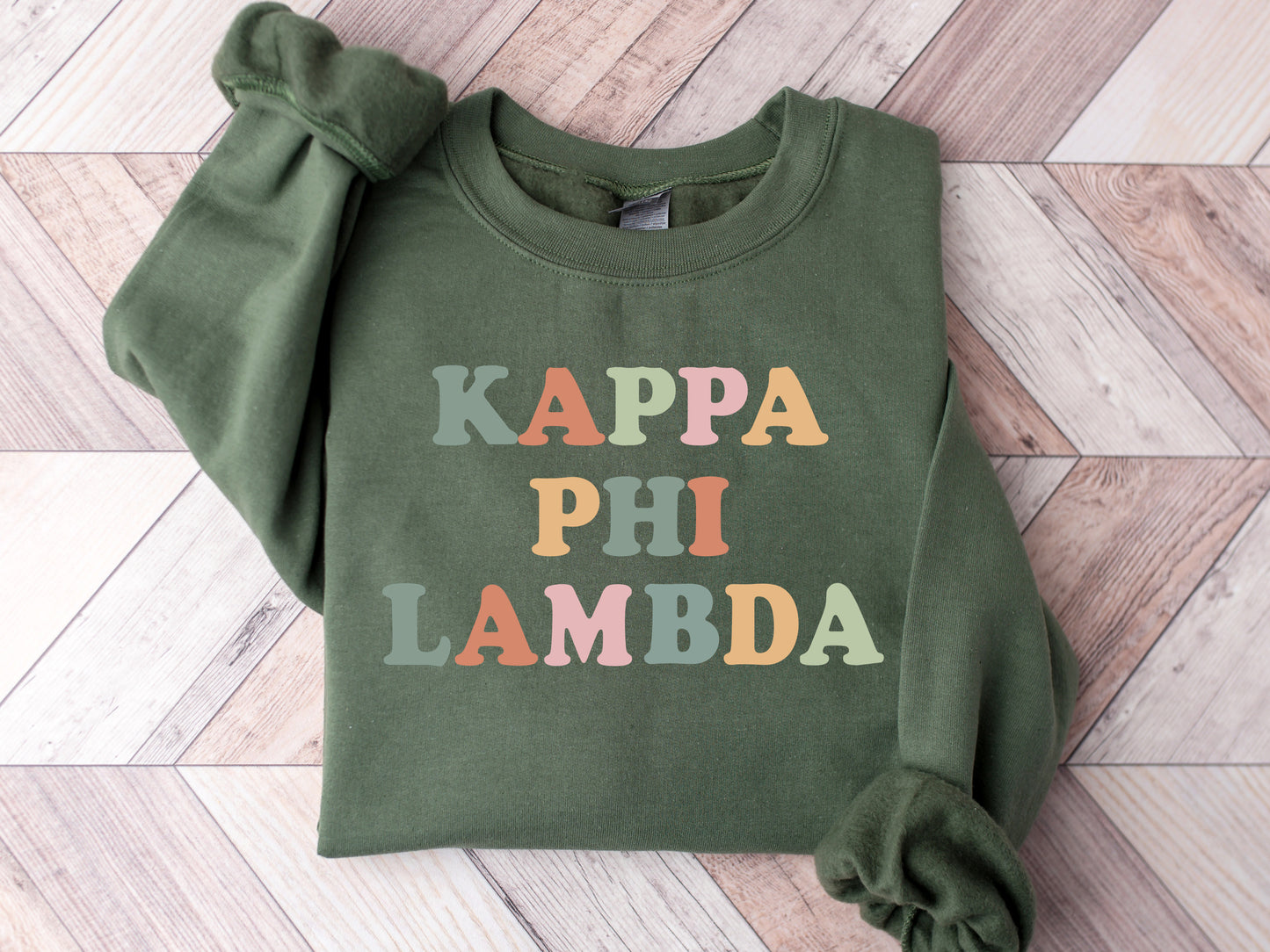 Kappa Phi Lambda Bright and Colorful Sorority Sweatshirt _ 3474g