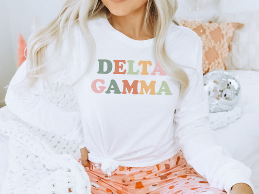 Delta Gamma Bright and Proud Sorority Long Sleeve T-shirt _ 425g