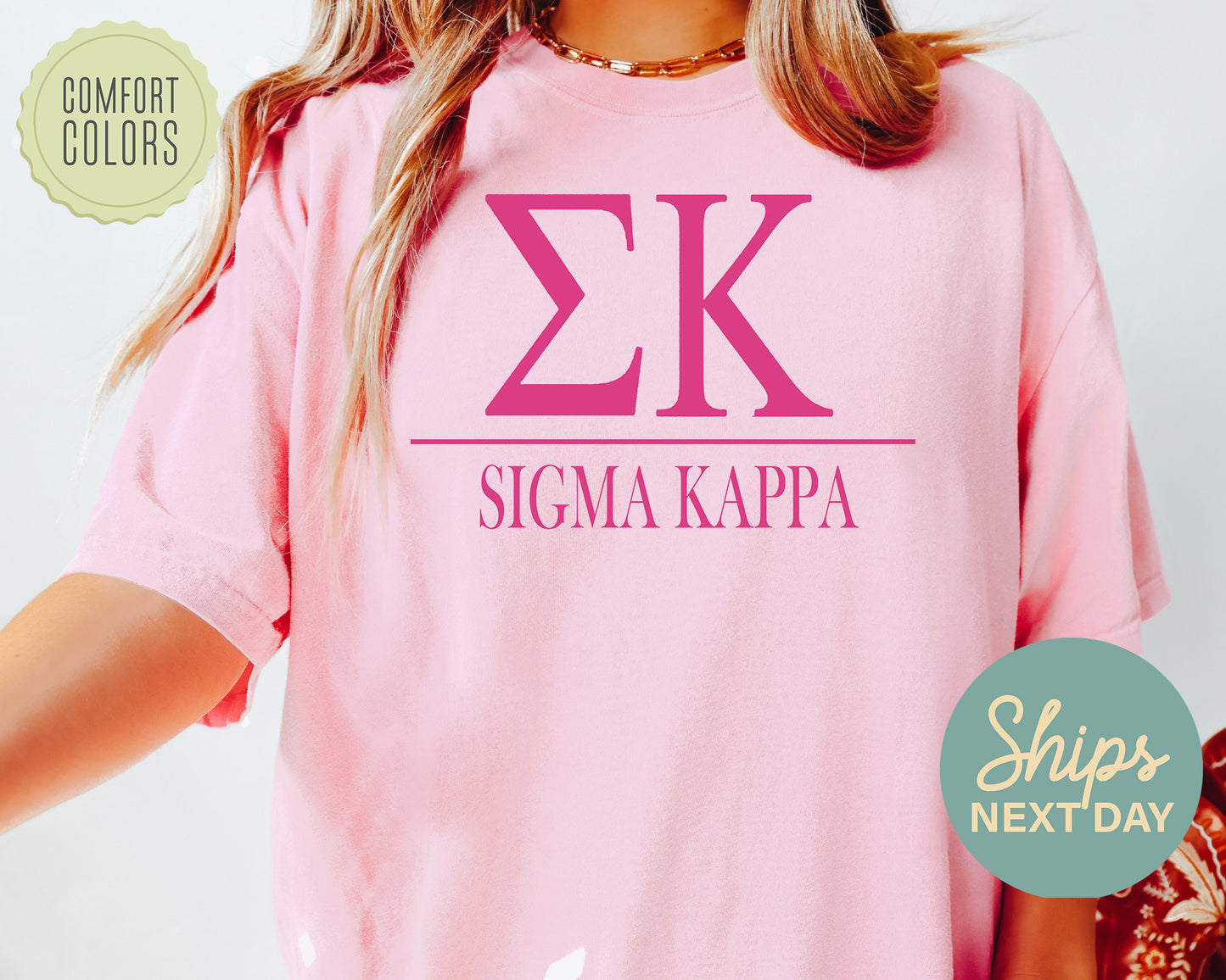 Sigma Kappa Loud Letters Comfort Colors Sorority T-shirt _ 488g