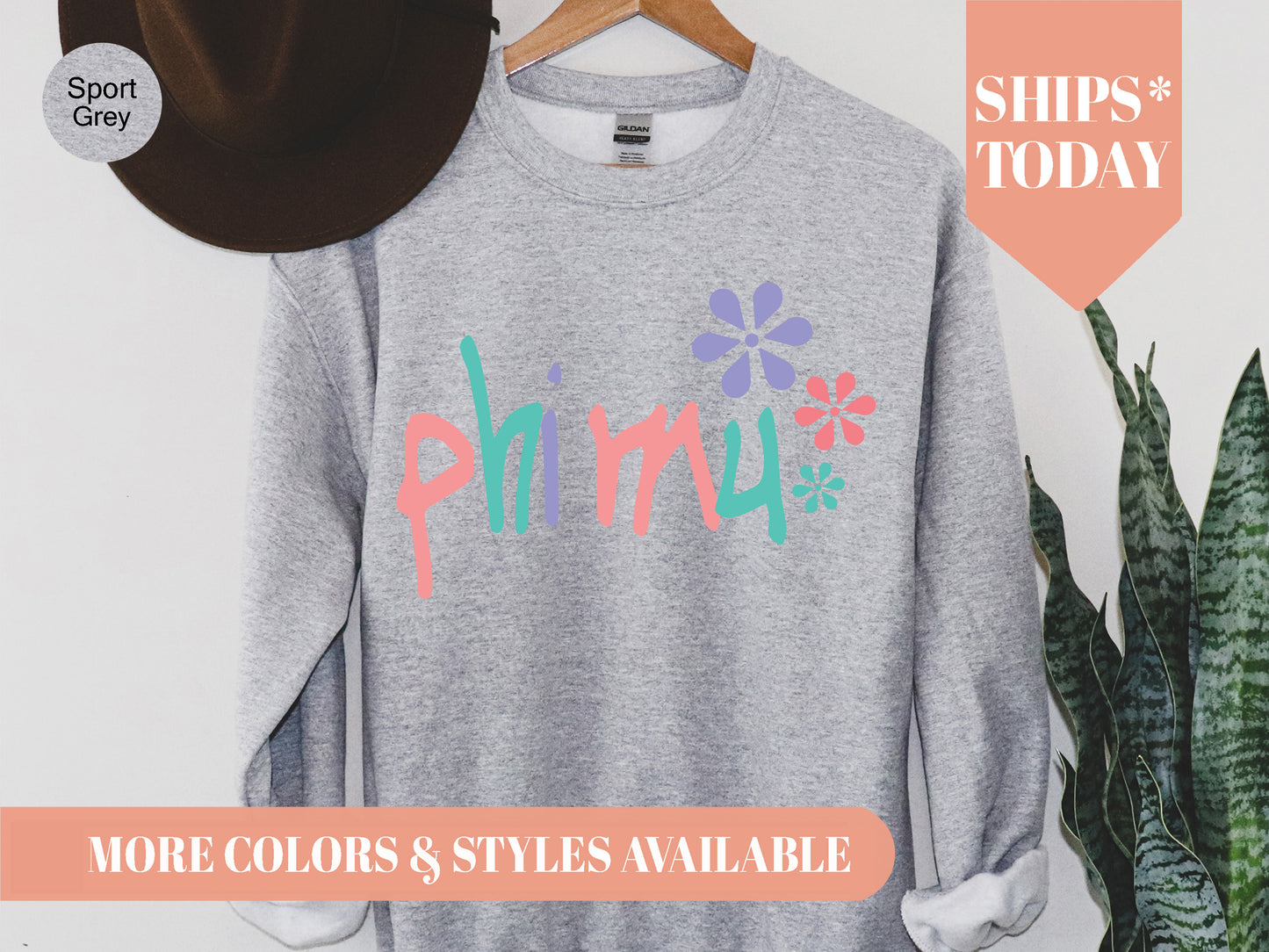 Phi Mu Colorful Floral Sorority Sweatshirt _ 2621g
