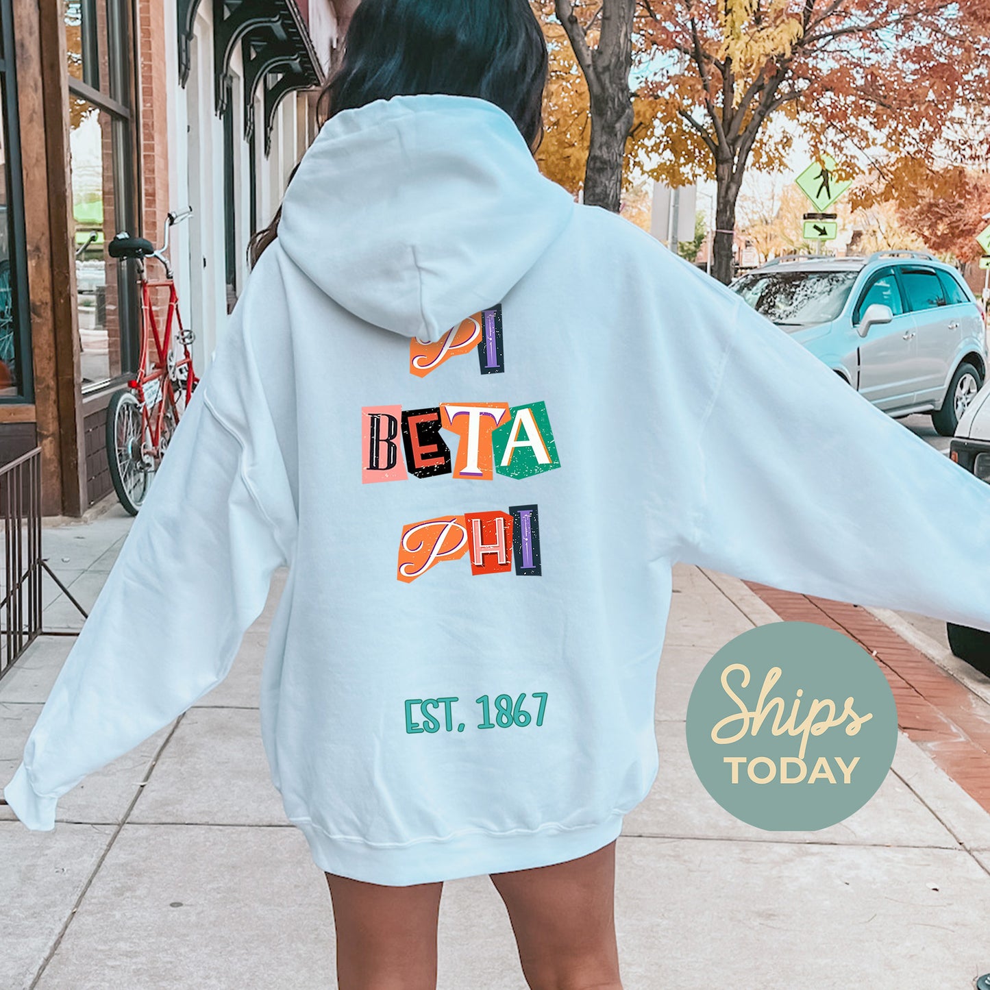 Pi Beta Phi Letter Cuts Sorority Hoodie  _ 35907g
