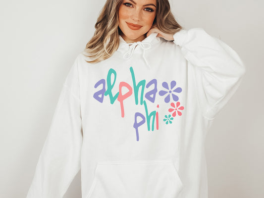 Alpha Phi Colorful Floral Sorority Hoodie _ 2608g