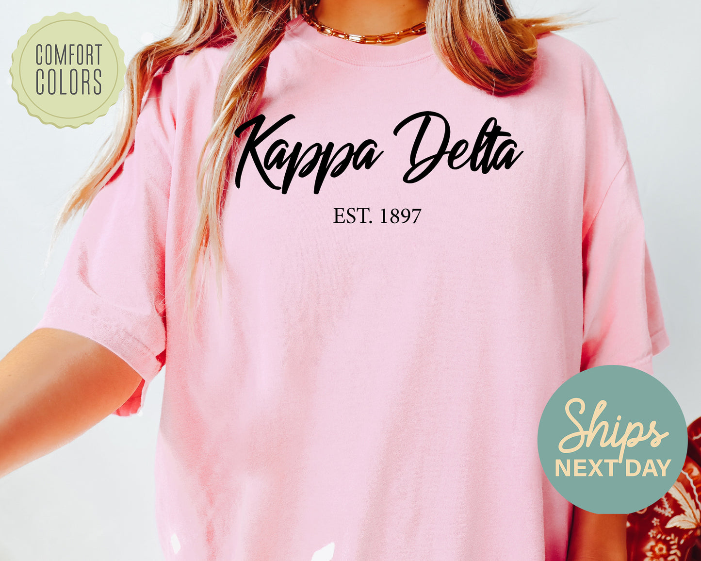 Kappa Delta Black Flowy Comfort Colors Sorority T-shirt _ 93g
