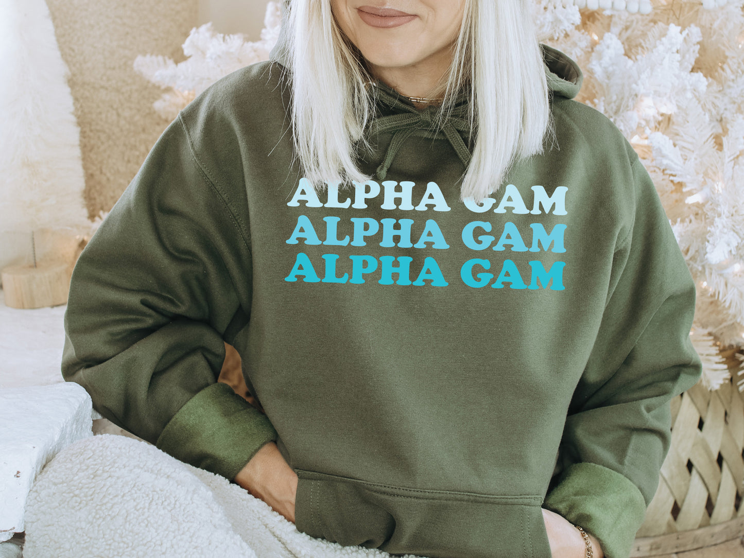 Alpha Gamma Delta Touch of Blue Sorority Hoodie _ 2580g