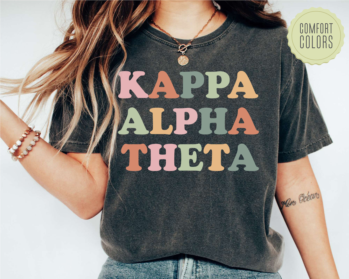 Kappa Alpha Theta Bright and Proud Comfort Colors Sorority T-shirt _ 429g