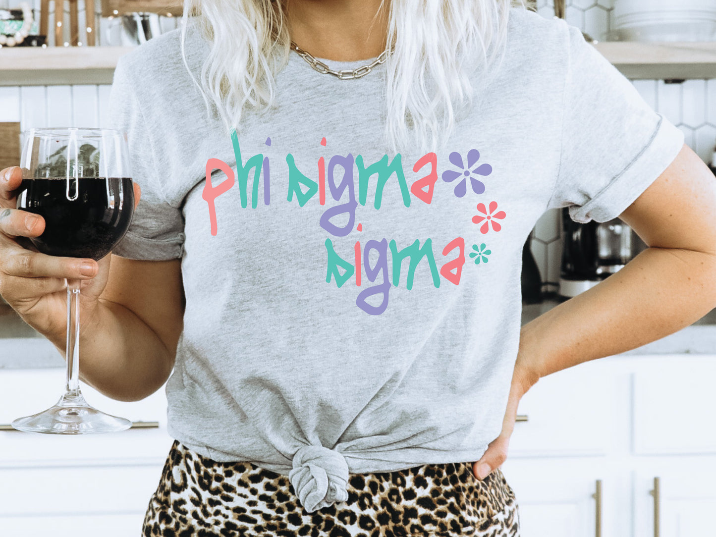 Phi Sigma Sigma Colorful Floral Sorority T-shirt _ 2622g