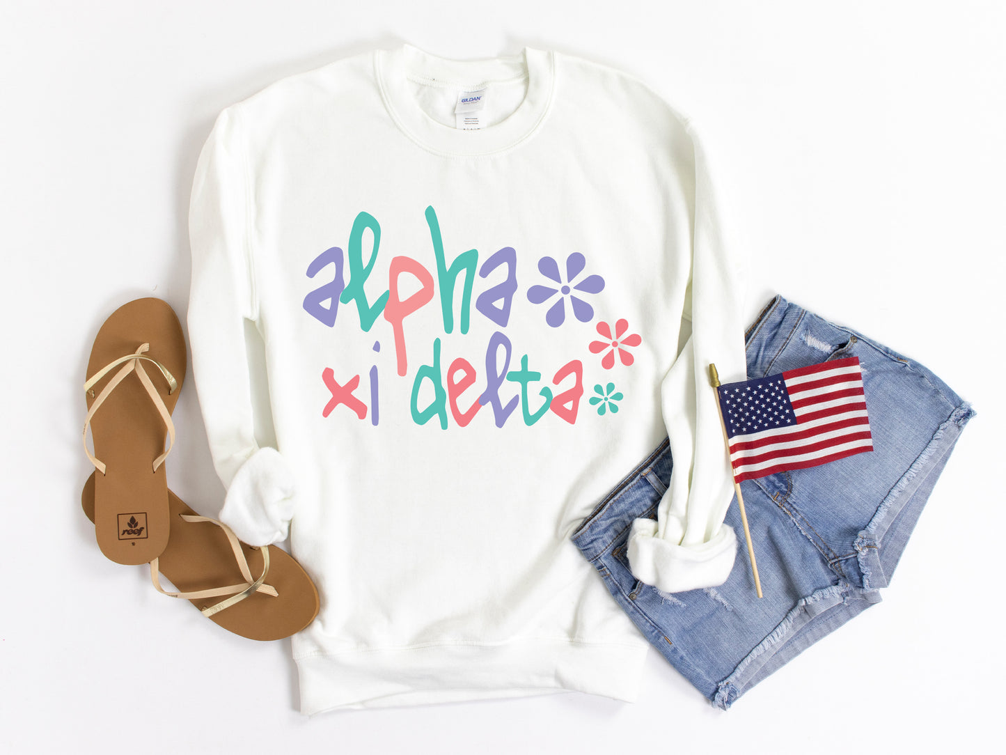 Alpha Xi Delta Colorful Floral Sorority Sweatshirt _ 2611g