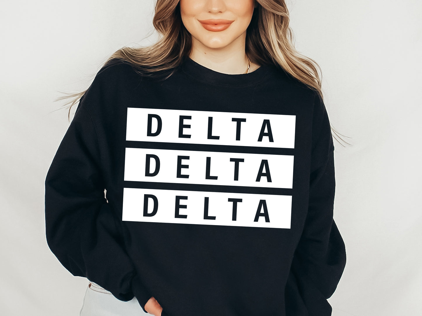 Delta Delta Delta Faded White Box Sorority Sweatshirt _ 3343g