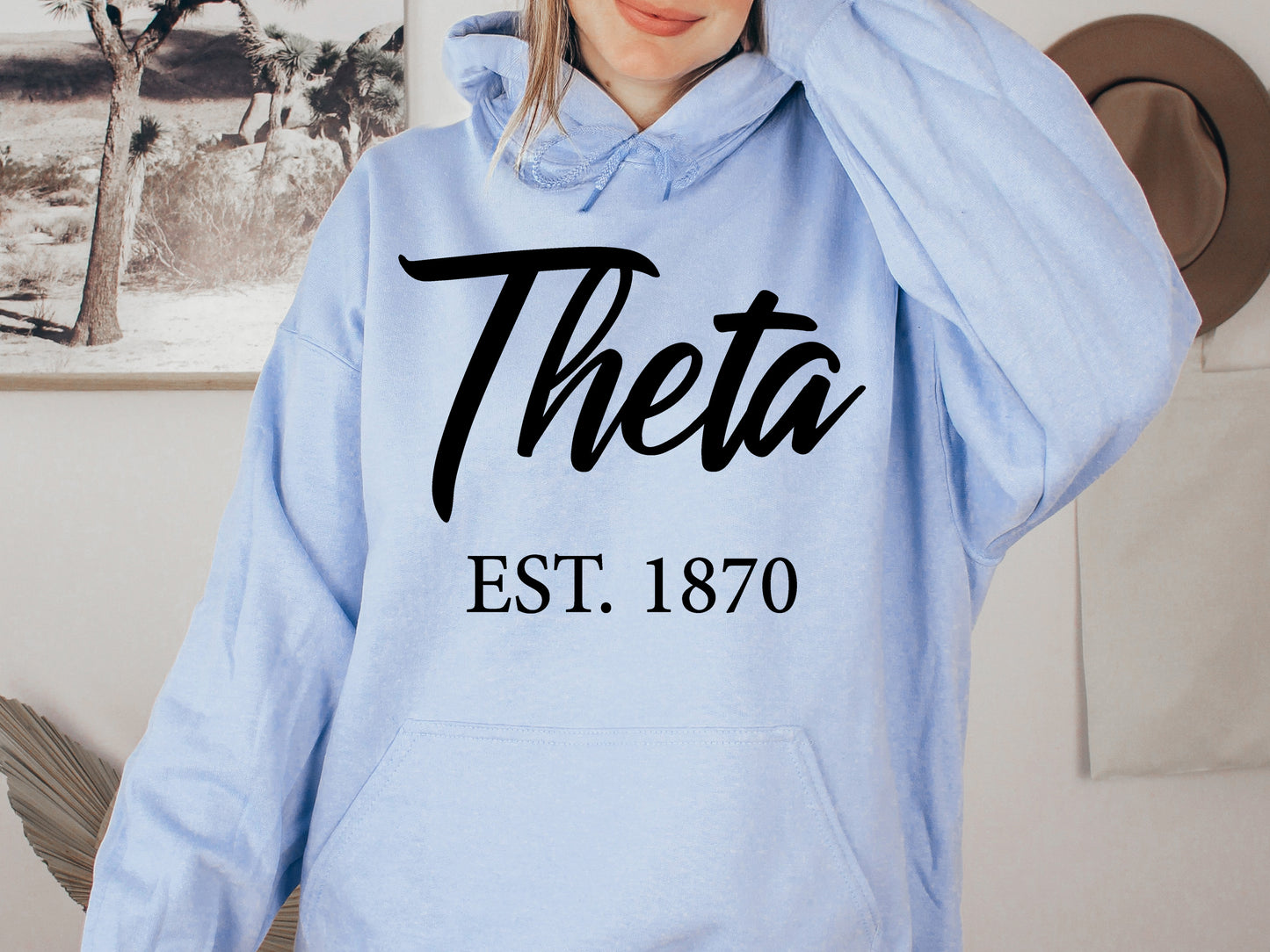 Kappa Alpha Theta Black Flowy Sorority Hoodie _ 92g