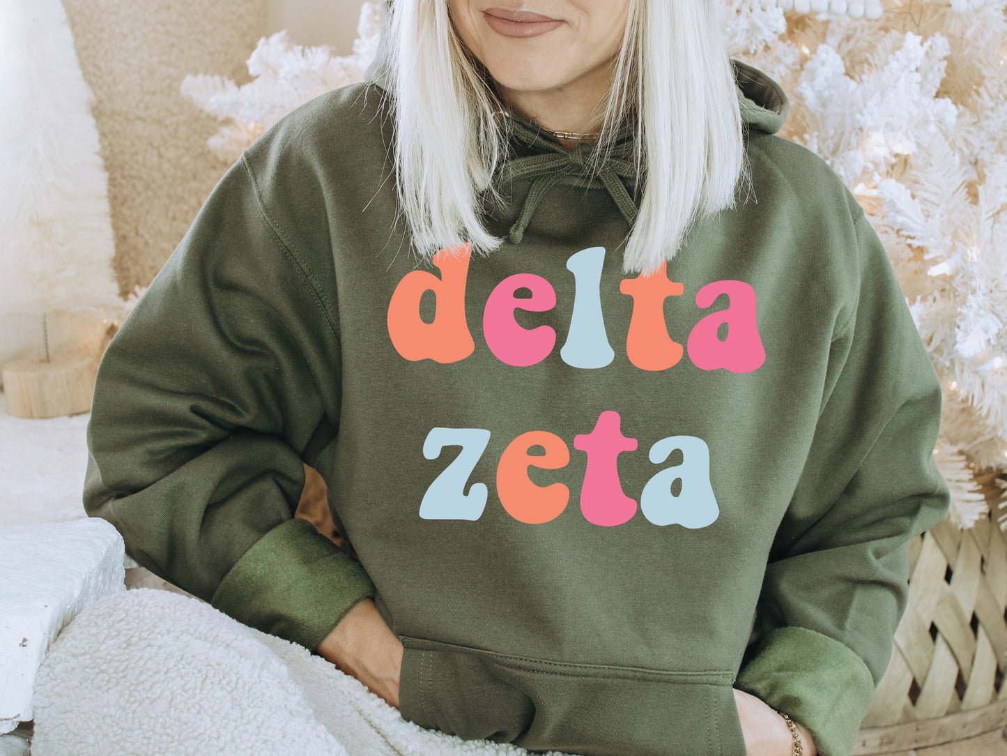 Delta Zeta Vividly Vibrant Sorority Hoodie _ 3162g