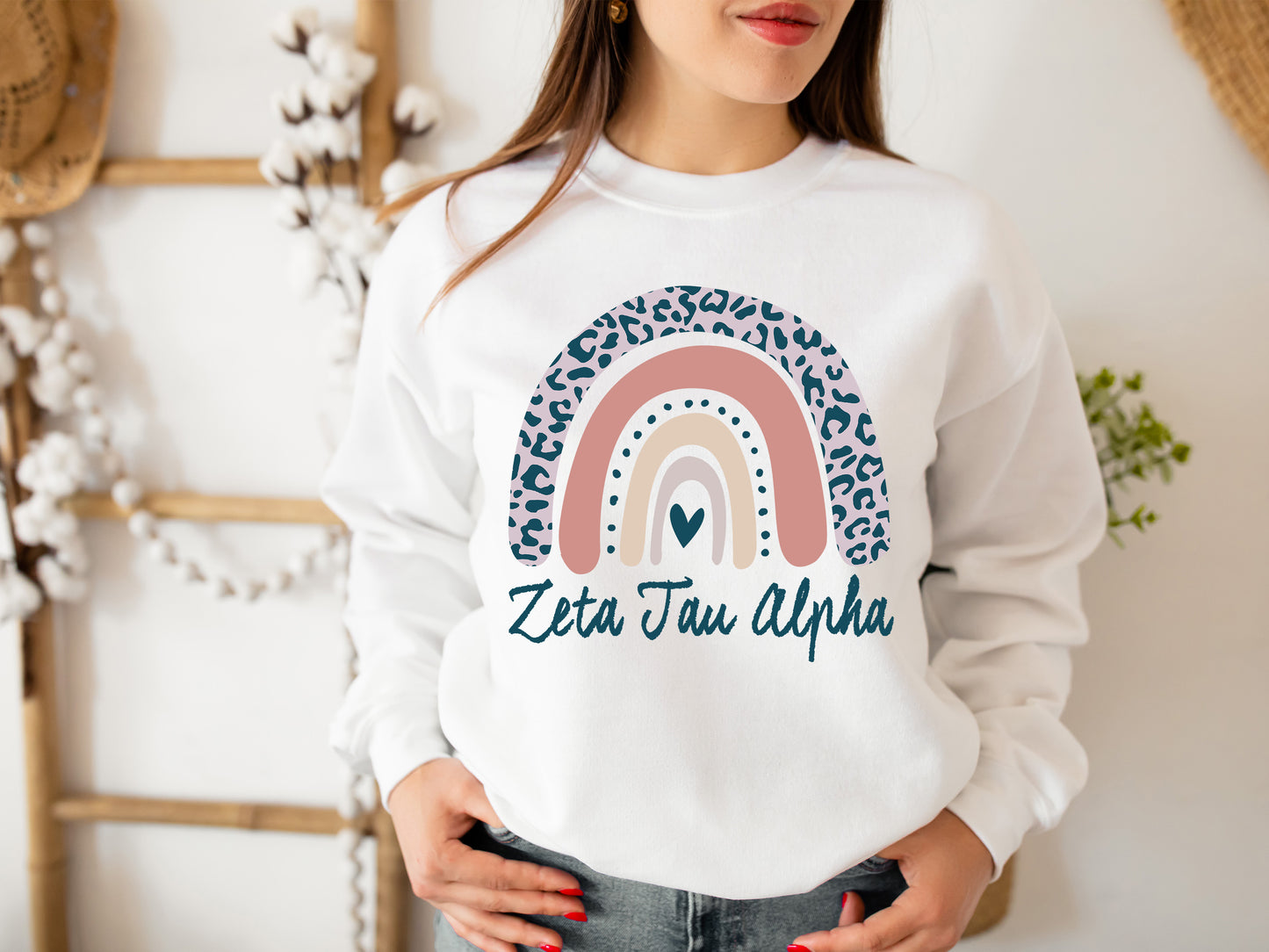 Zeta Tau Alpha Greek Rainbow Sorority Sweatshirt _ 2758g