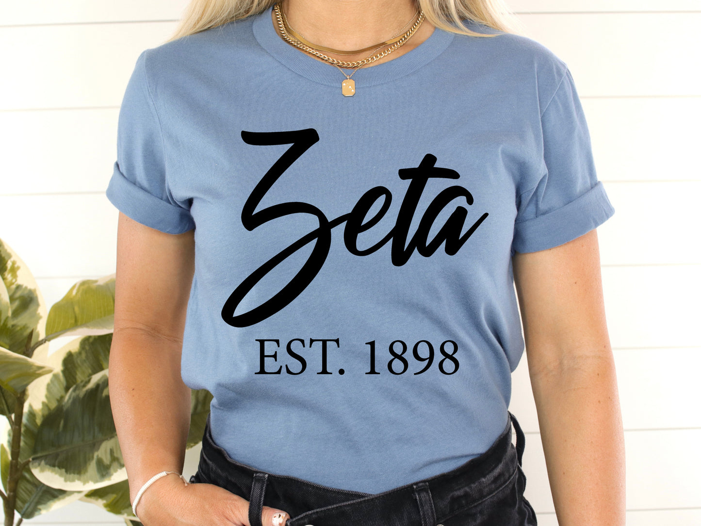 Zeta Tau Alpha Black Flowy Sorority T-shirt _ 102g