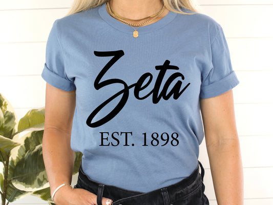 Zeta Tau Alpha Black Flowy Sorority T-shirt _ 102g
