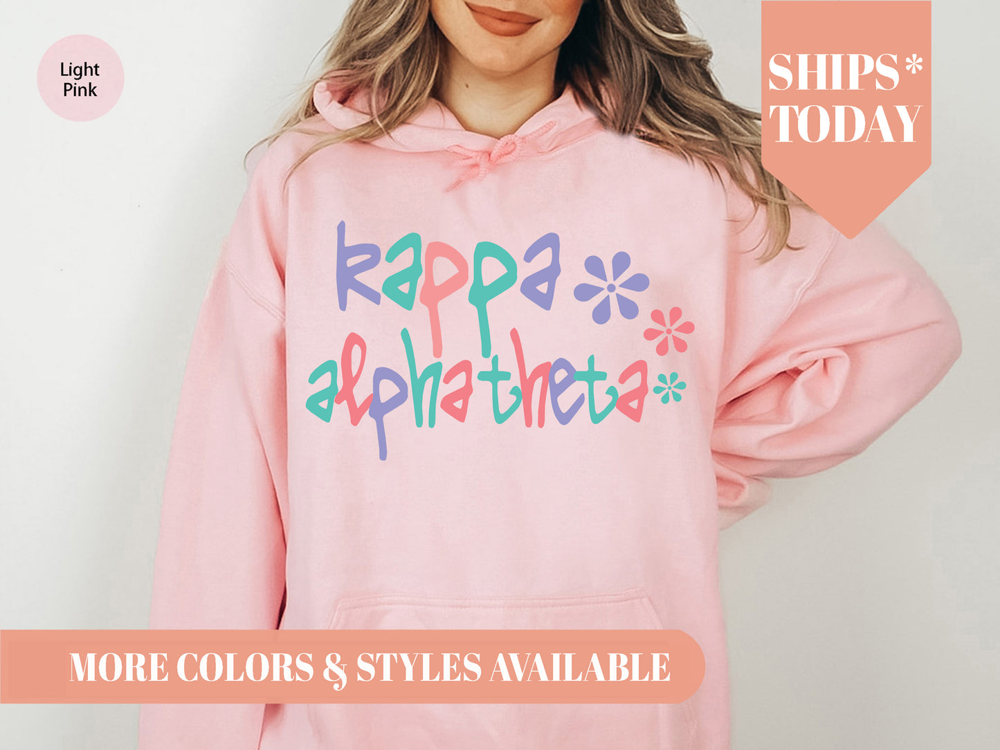 Kappa Alpha Theta Colorful Floral Sorority Hoodie _ 2618g