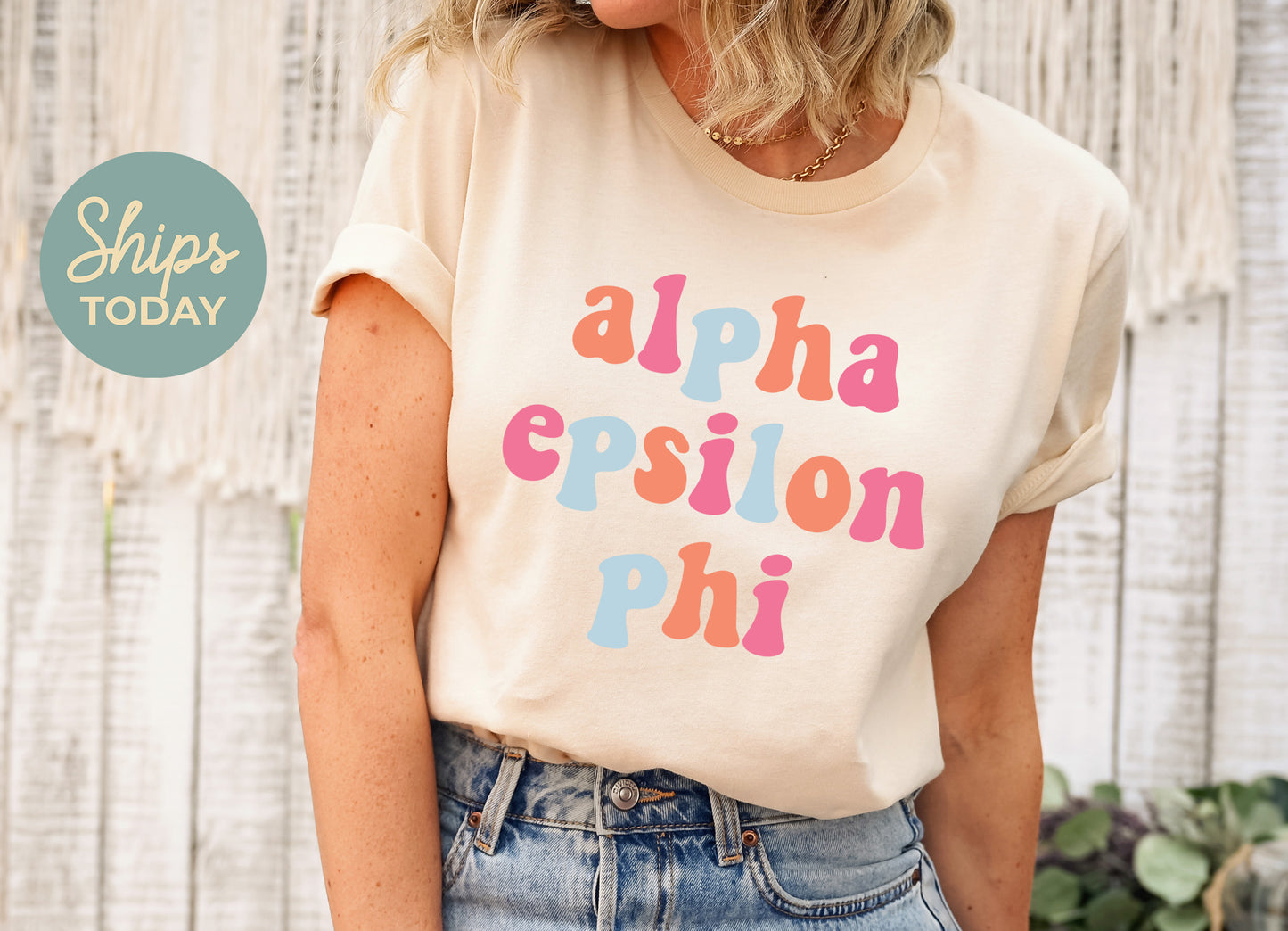 Alpha Epsilon Phi Vividly Vibrant Sorority T-shirt _ 3151g
