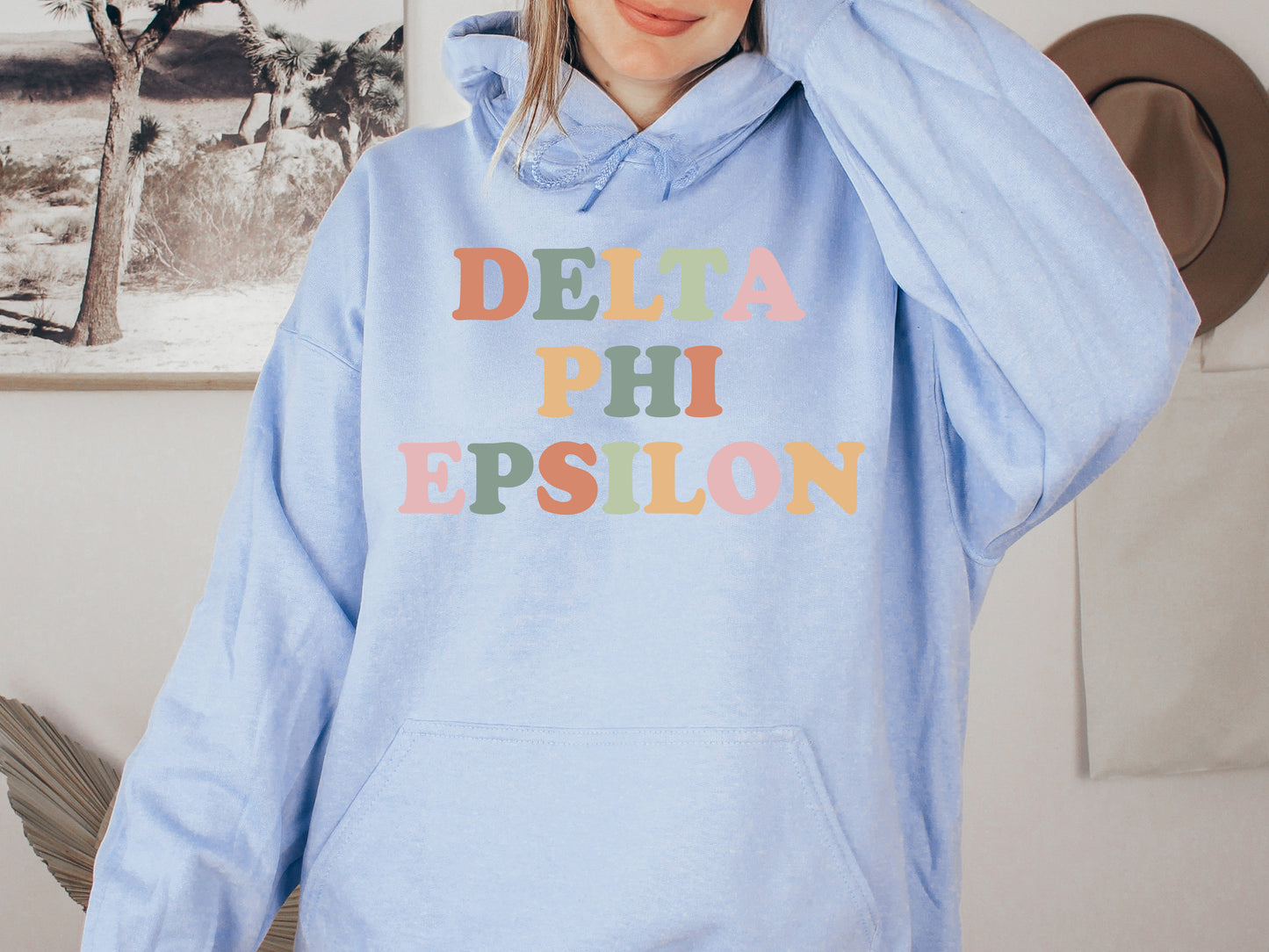 Delta Phi Epsilon Bright and Proud Sorority Hoodie _ 426g