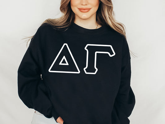Delta Gamma White Letter Outline Sorority Sweatshirt _ 30802g