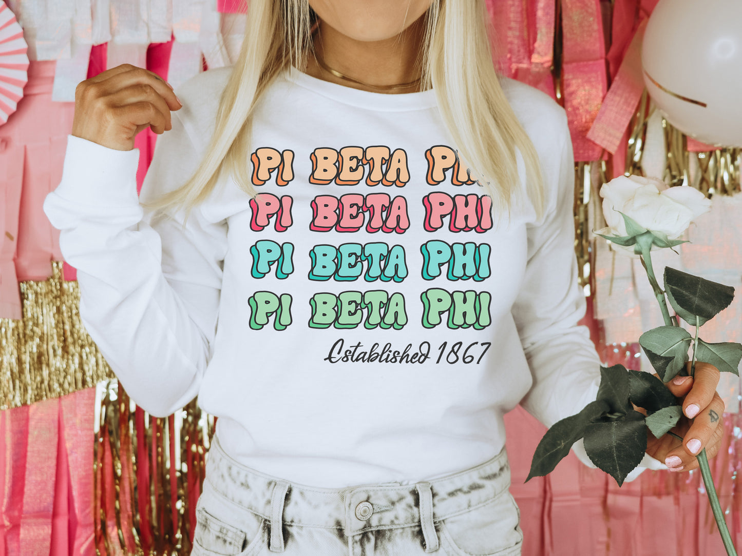 Pi Beta Phi Lucy Sorority Long Sleeve T-shirt _ 278g