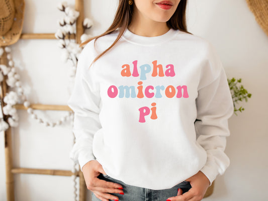 Alpha Omicron Pi Vividly Vibrant Sorority Sweatshirt _ 3153g