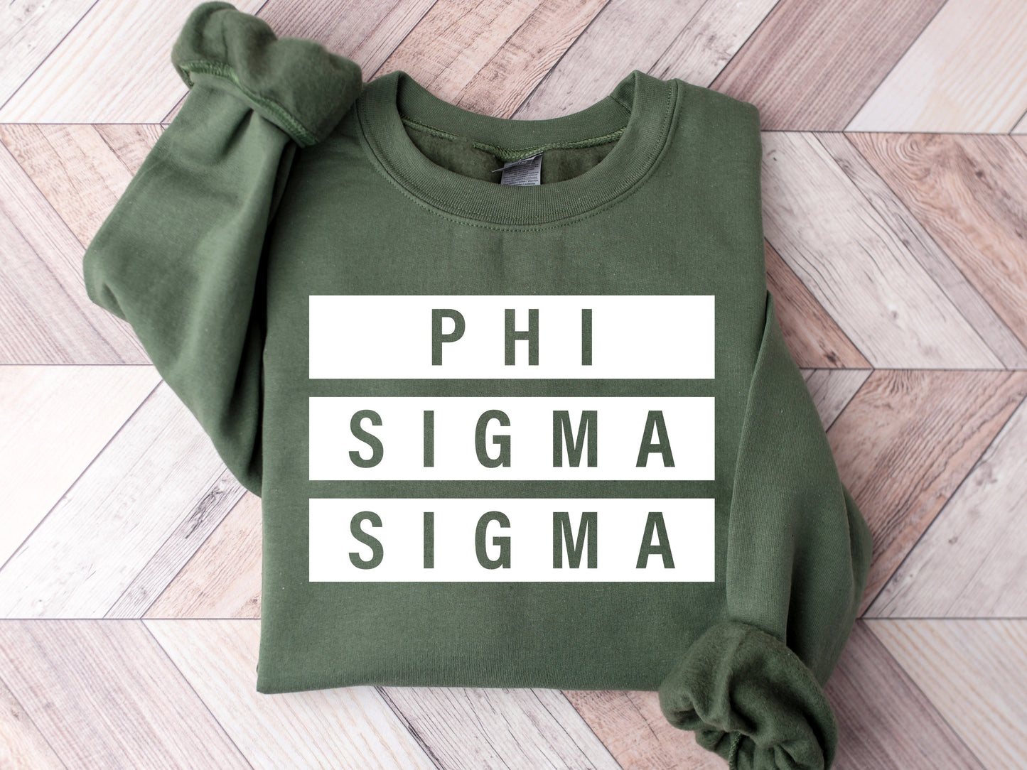 Phi Sigma Sigma Faded White Box Sorority Sweatshirt _ 3352g