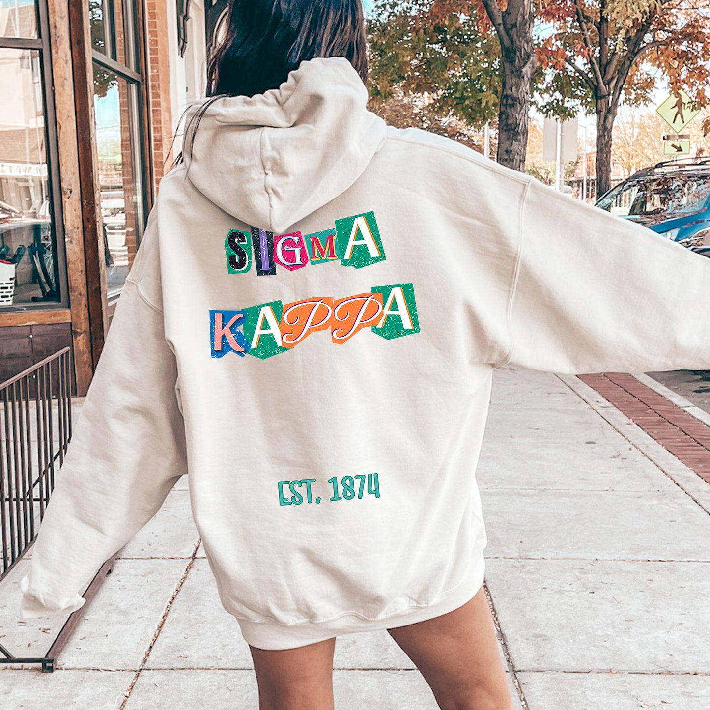 Sigma Kappa Letter Cuts Sorority Hoodie _ 35909g