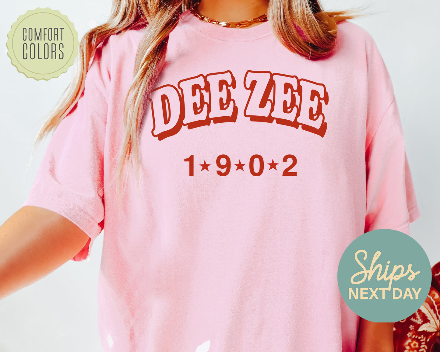 Delta Zeta Red Arch Comfort Colors Sorority T-shirt _ 375g