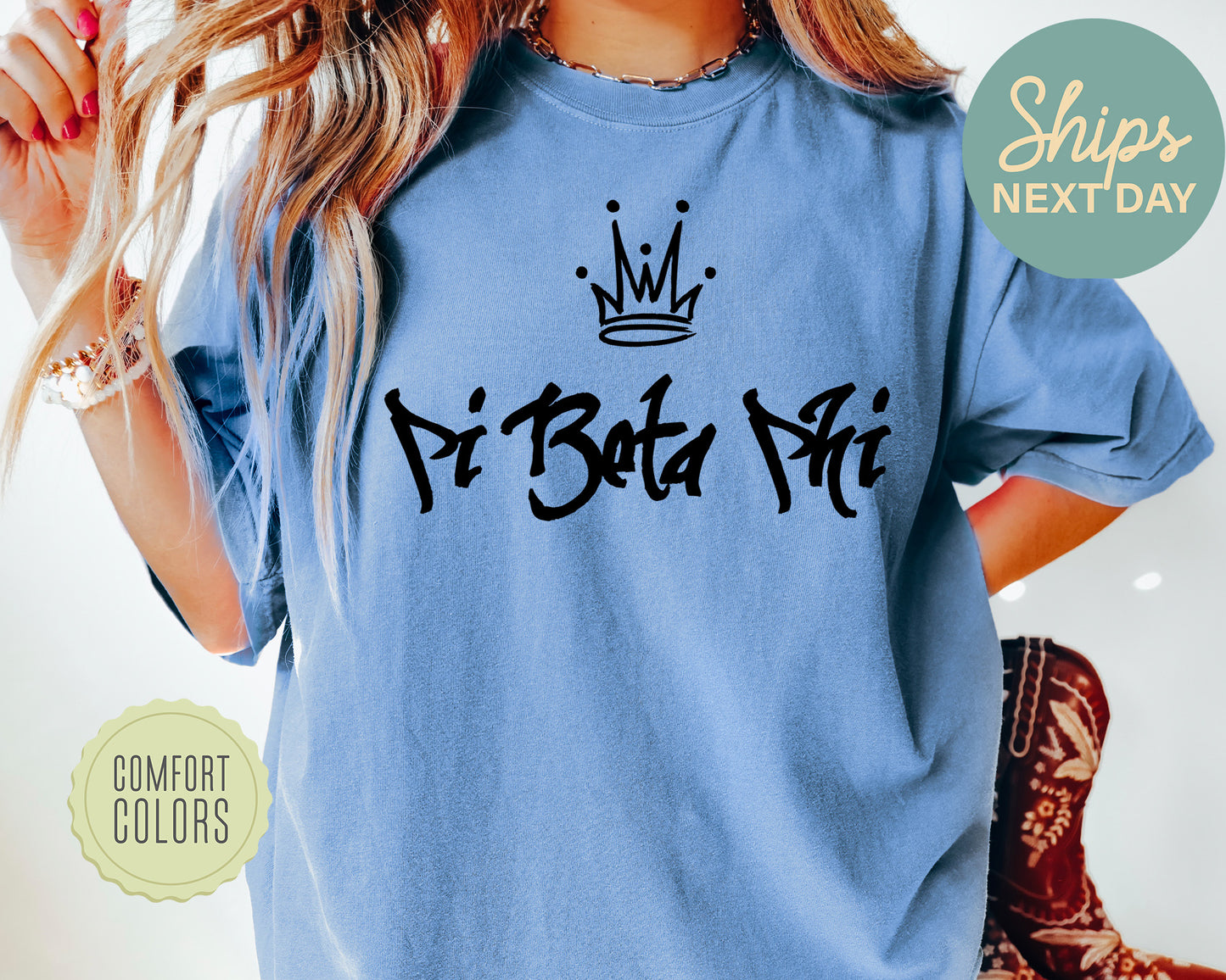 Pi Beta Phi Queen Comfort Colors Sorority T-shirt _ 2467g