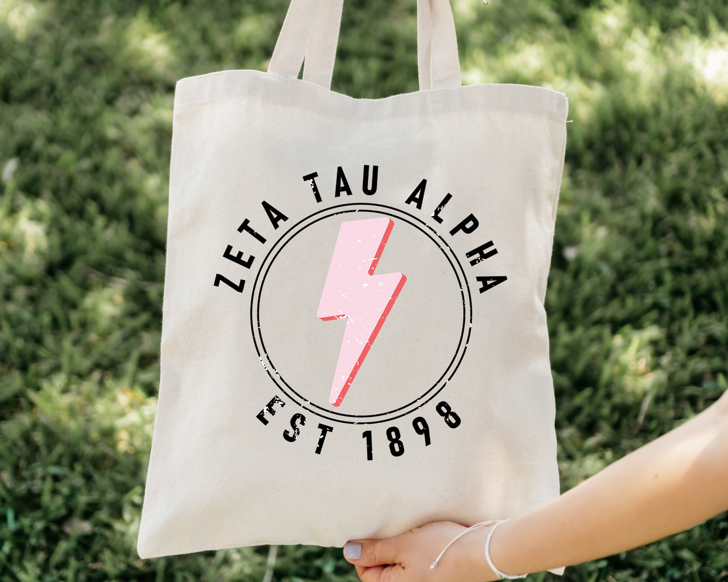 Zeta Tau Alpha Pinkish Strike Sorority Tote Bag _ 34385g