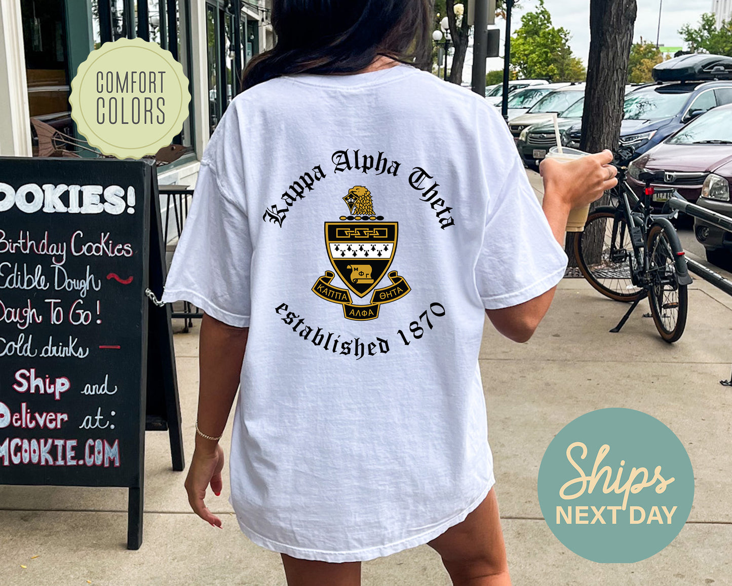 Kappa Alpha Theta Old English Crest Comfort Colors Sorority T-shirt _ 32935g
