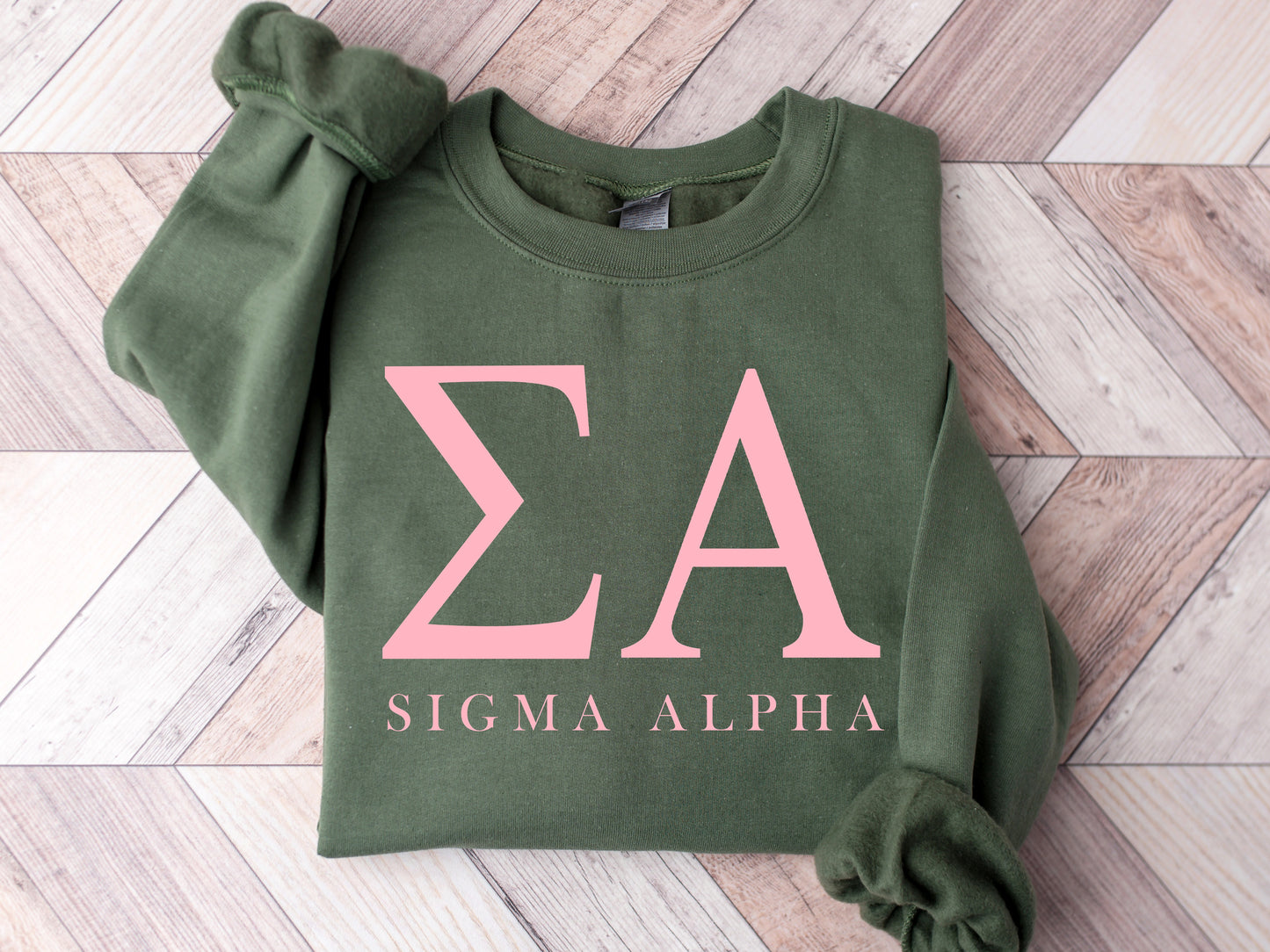 Sigma Alpha Pink Letter Sorority Sweatshirt _ 3491g