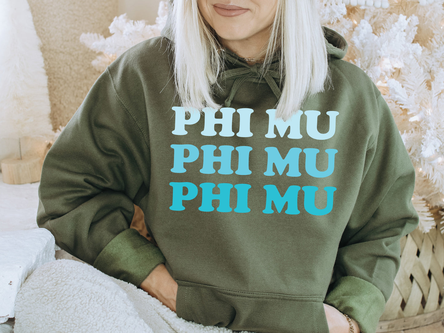 Phi Mu Touch of Blue Sorority Hoodie _ 2595g