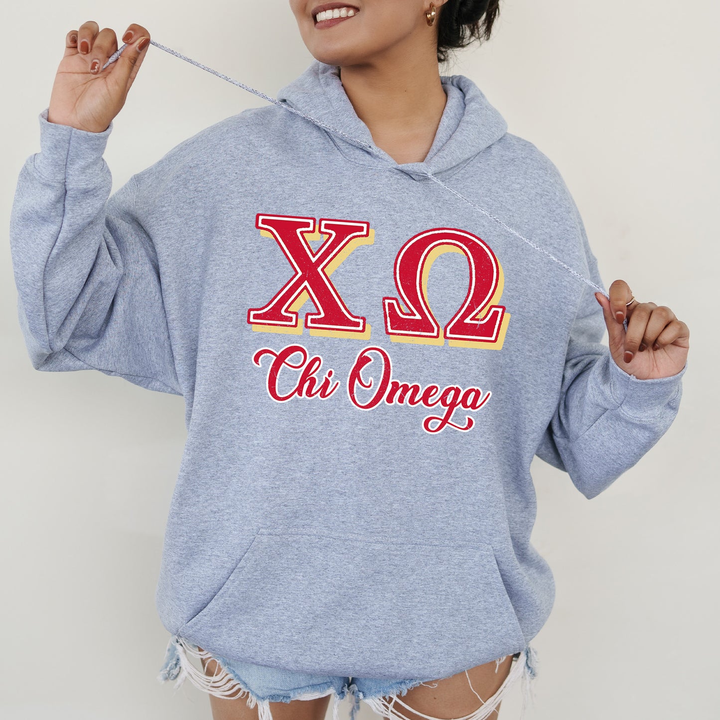 Chi Omega Greek Colors Sorority Hoodie _ 36078g