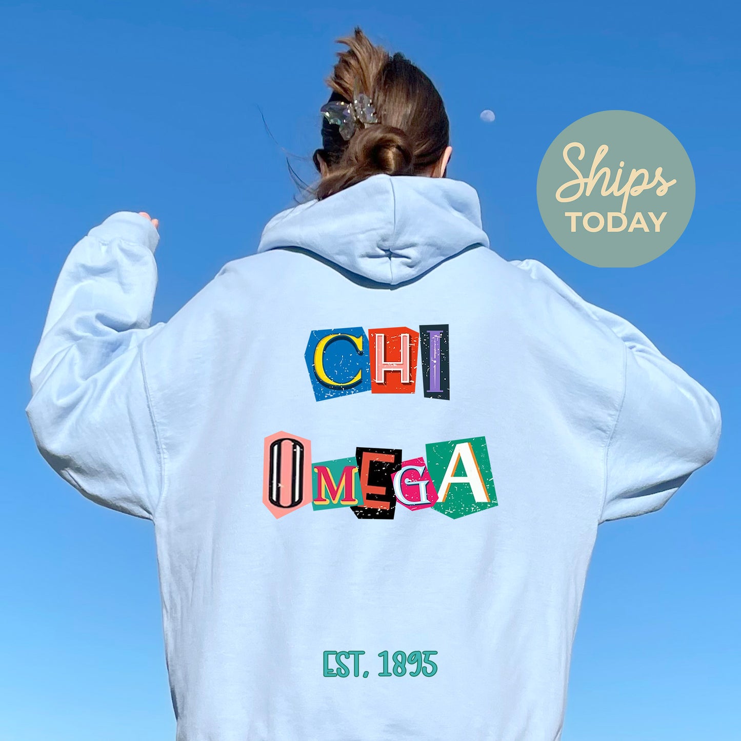 Chi Omega Letter Cuts Sorority Hoodie _ 35896g