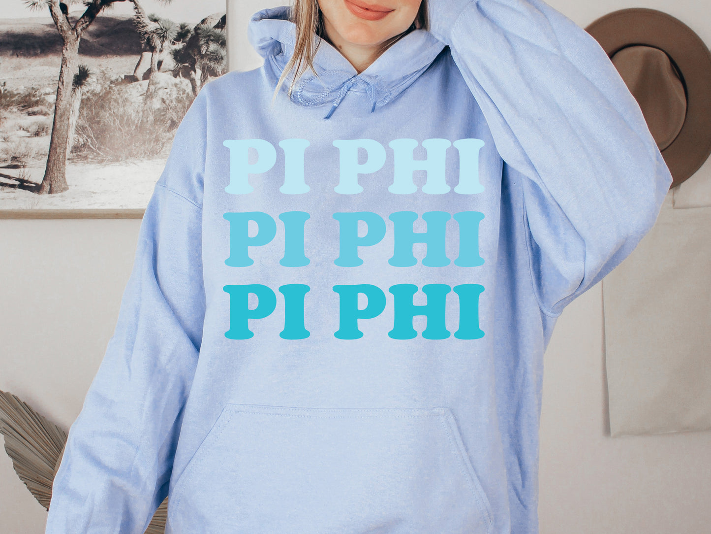 Pi Beta Phi Touch of Blue Sorority Hoodie _ 2597g