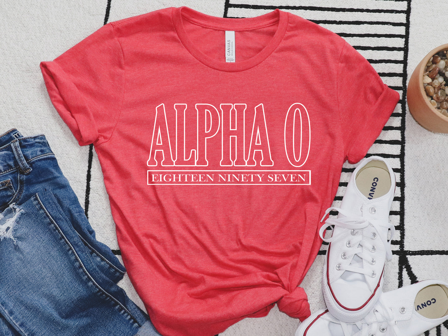 Alpha Omicron Pi Stencil Stacked Sorority T-shirt _ 2138g