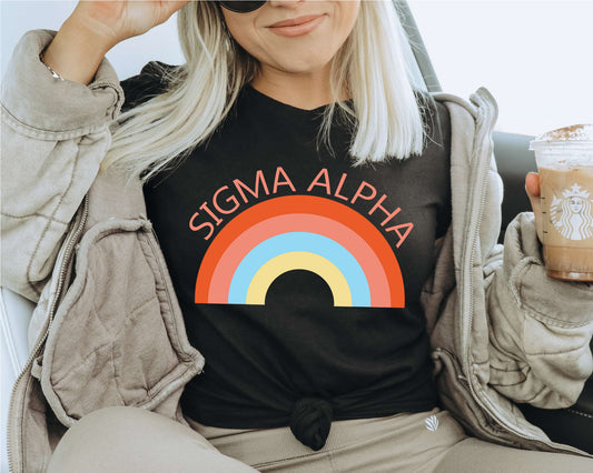 Sigma Alpha Colorful Rainbow Sorority T-shirt _ 3463g