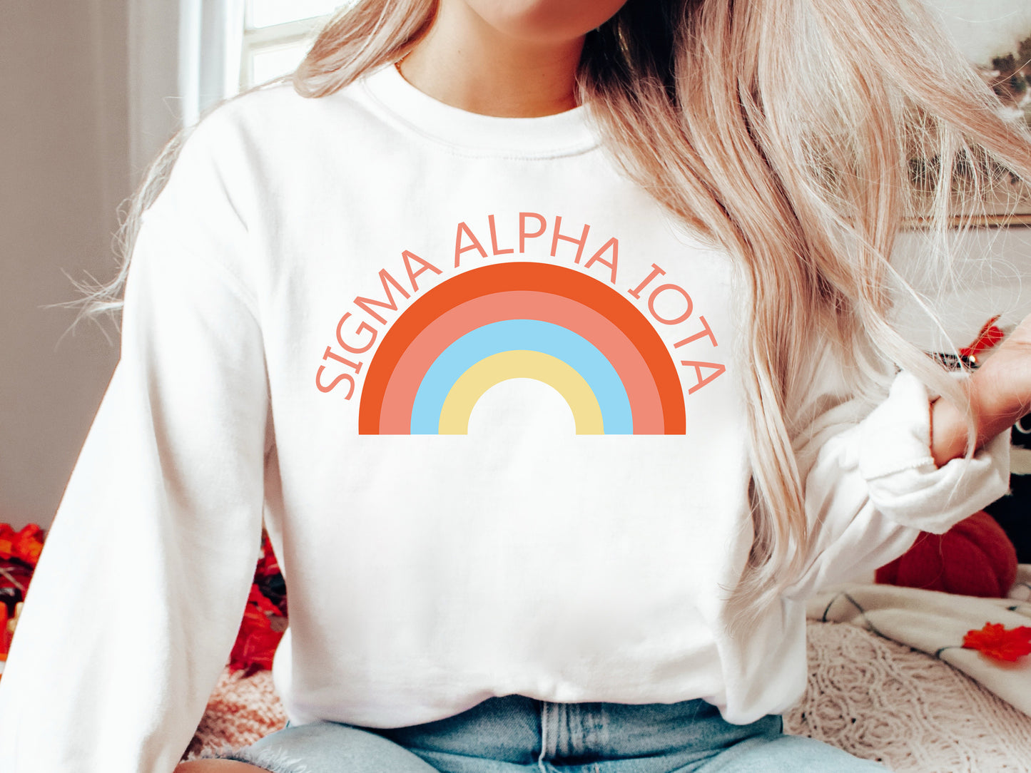 Sigma Alpha Iota Colorful Rainbow Sorority Sweatshirt _ 3464g