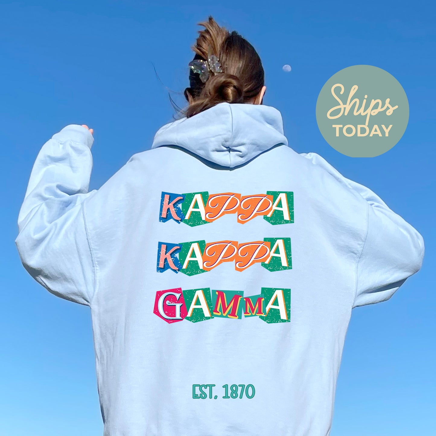 Kappa Kappa Gamma Letter Cuts Sorority Hoodie _ 35904g